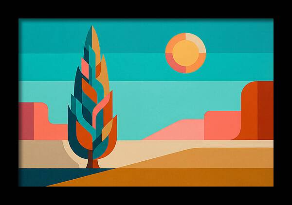 Cypress Tree Against Vibrant Landscape