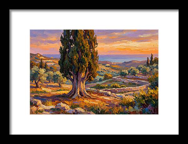 Cypress Tree At Sunset