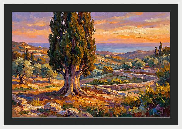 Cypress Tree At Sunset