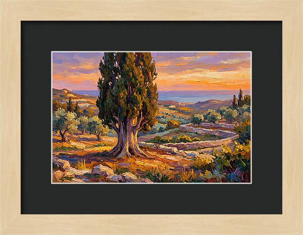 Cypress Tree At Sunset