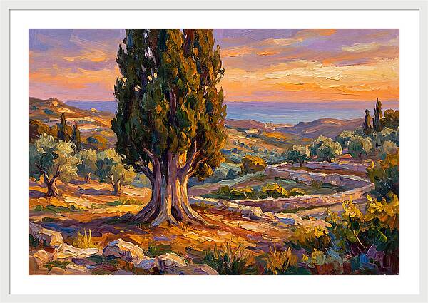 Cypress Tree At Sunset