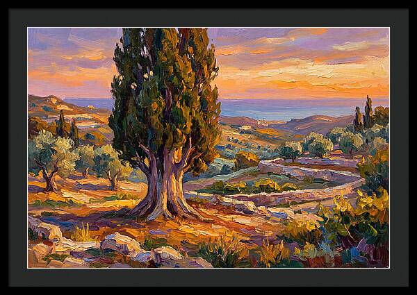 Cypress Tree At Sunset