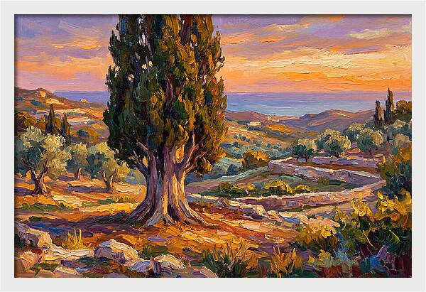 Cypress Tree At Sunset