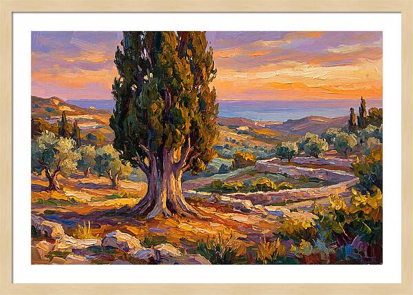Cypress Tree At Sunset