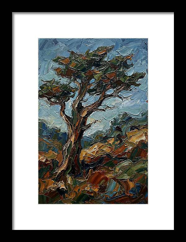Cypress Tree In Palette Knife Style