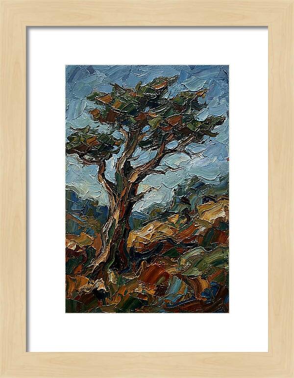 Cypress Tree In Palette Knife Style