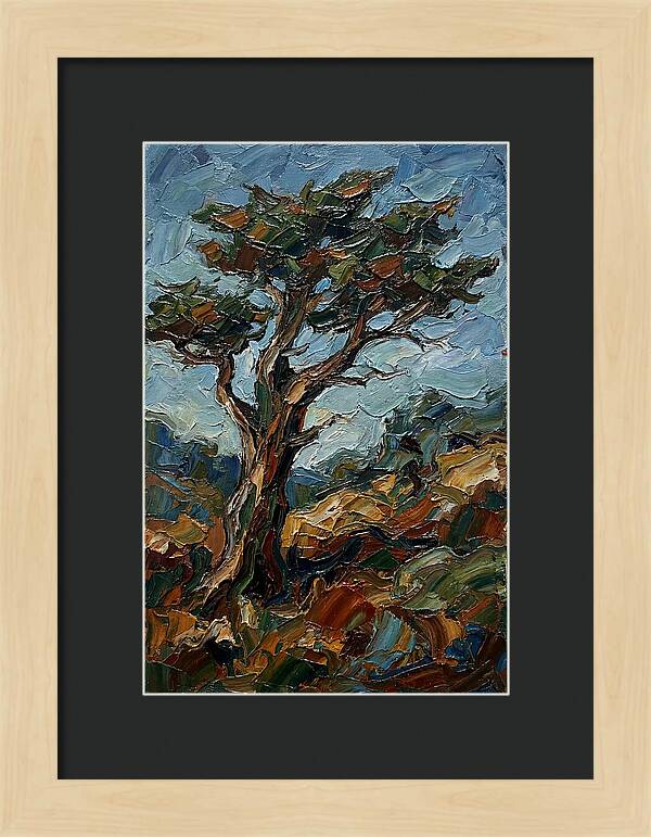 Cypress Tree In Palette Knife Style