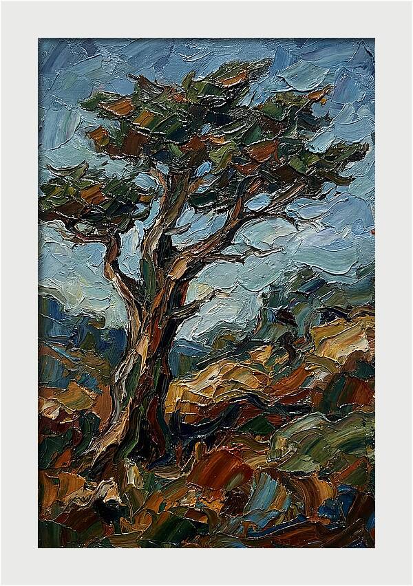 Cypress Tree In Palette Knife Style