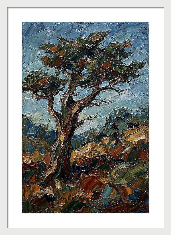Cypress Tree In Palette Knife Style