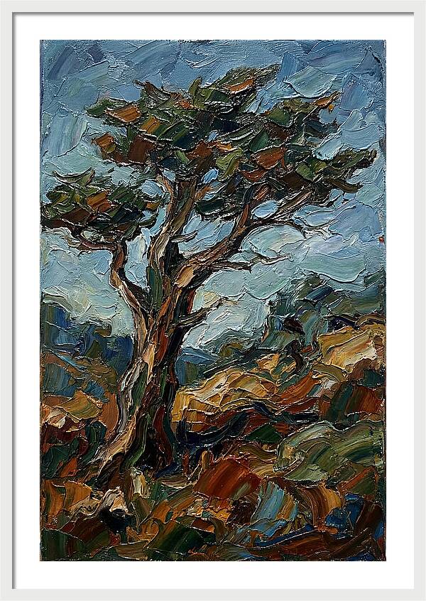 Cypress Tree In Palette Knife Style