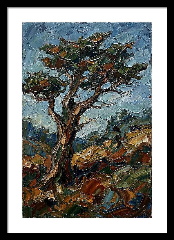 Cypress Tree In Palette Knife Style
