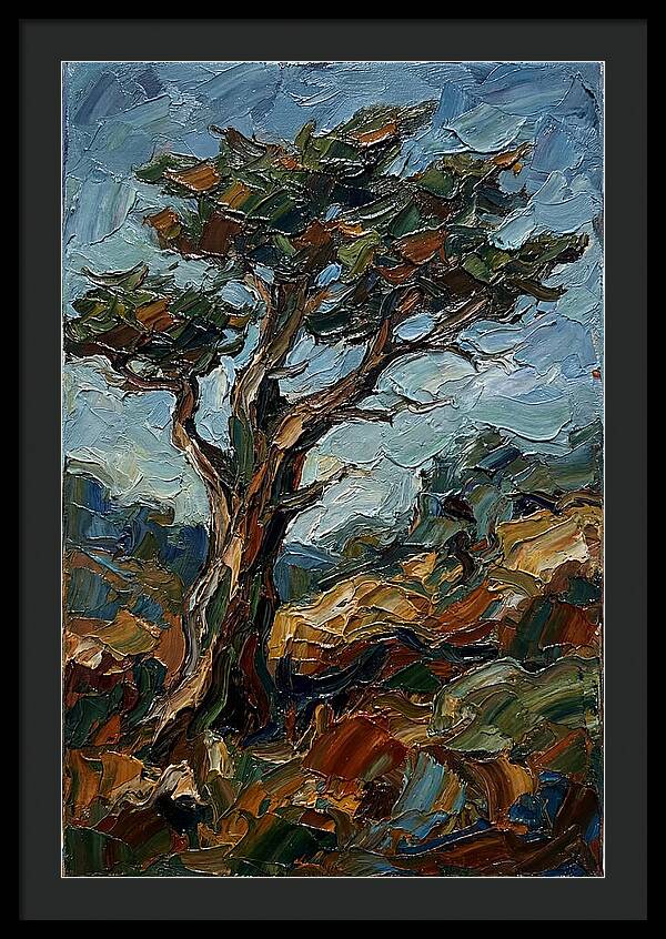 Cypress Tree In Palette Knife Style