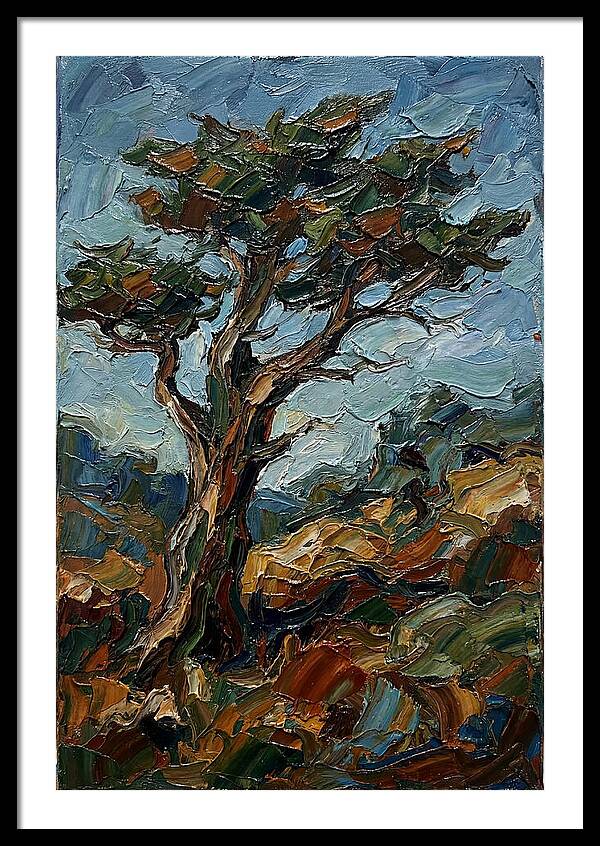Cypress Tree In Palette Knife Style