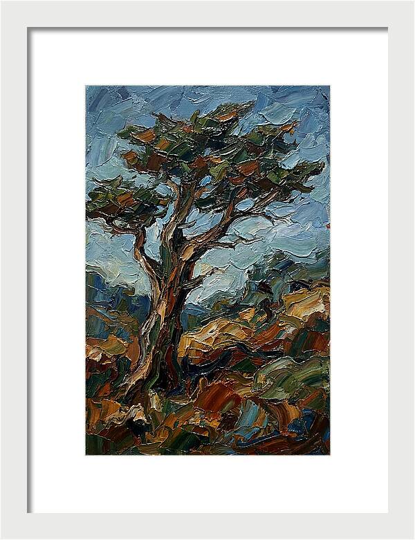Cypress Tree In Palette Knife Style