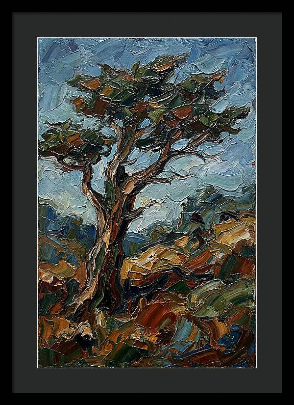 Cypress Tree In Palette Knife Style