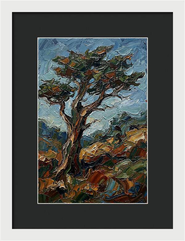 Cypress Tree In Palette Knife Style