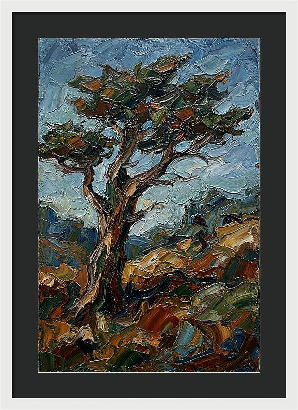 Cypress Tree In Palette Knife Style