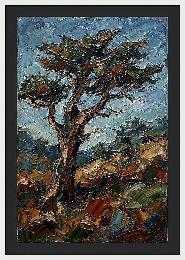 Cypress Tree In Palette Knife Style