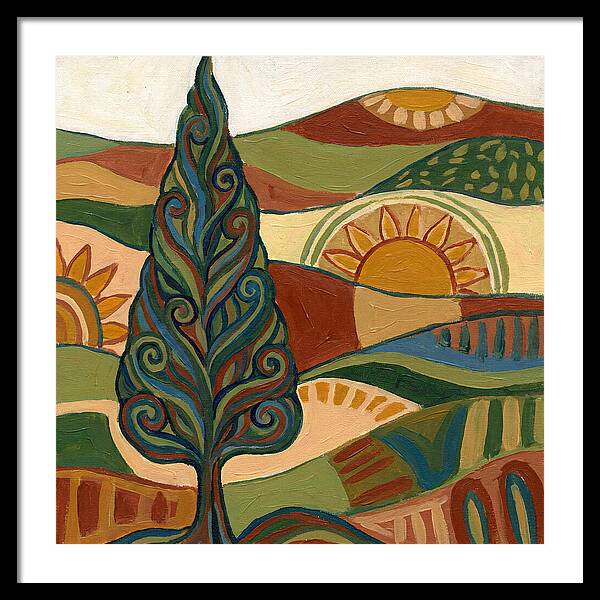 Cypress Tree In Vibrant Landscape