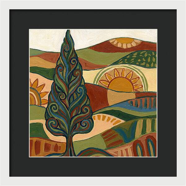 Cypress Tree In Vibrant Landscape