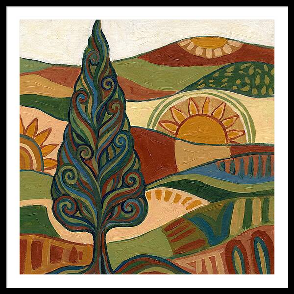 Cypress Tree In Vibrant Landscape