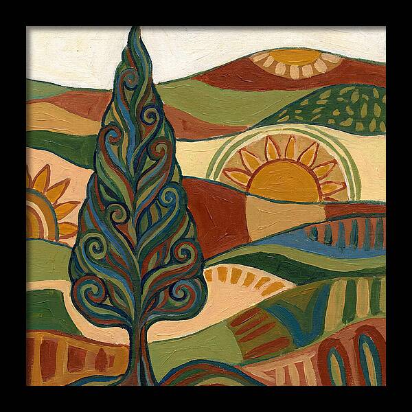 Cypress Tree In Vibrant Landscape