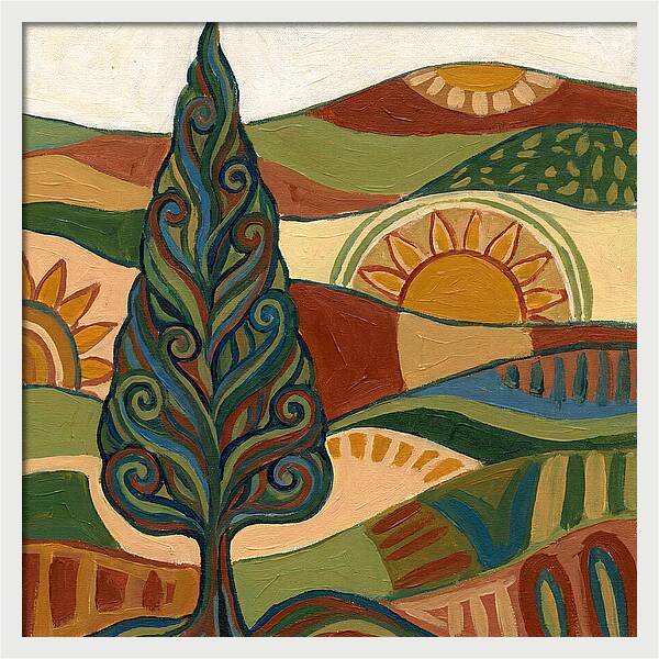 Cypress Tree In Vibrant Landscape