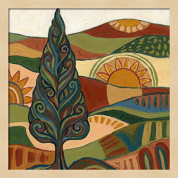 Cypress Tree In Vibrant Landscape