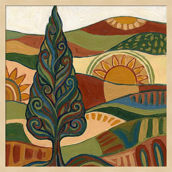 Cypress Tree In Vibrant Landscape