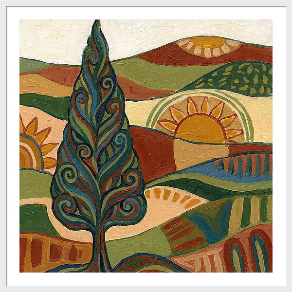 Cypress Tree In Vibrant Landscape