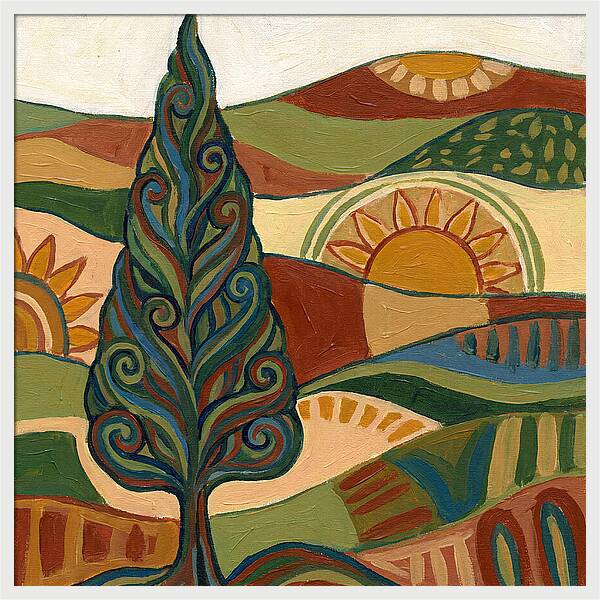 Cypress Tree In Vibrant Landscape