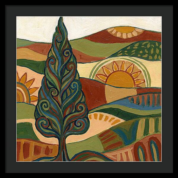 Cypress Tree In Vibrant Landscape