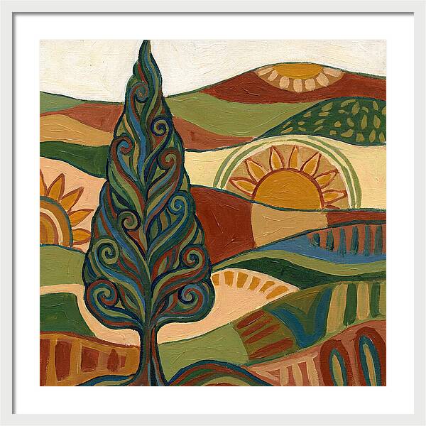 Cypress Tree In Vibrant Landscape