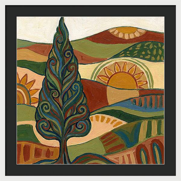 Cypress Tree In Vibrant Landscape