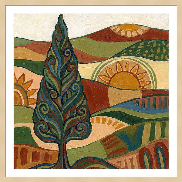 Cypress Tree In Vibrant Landscape