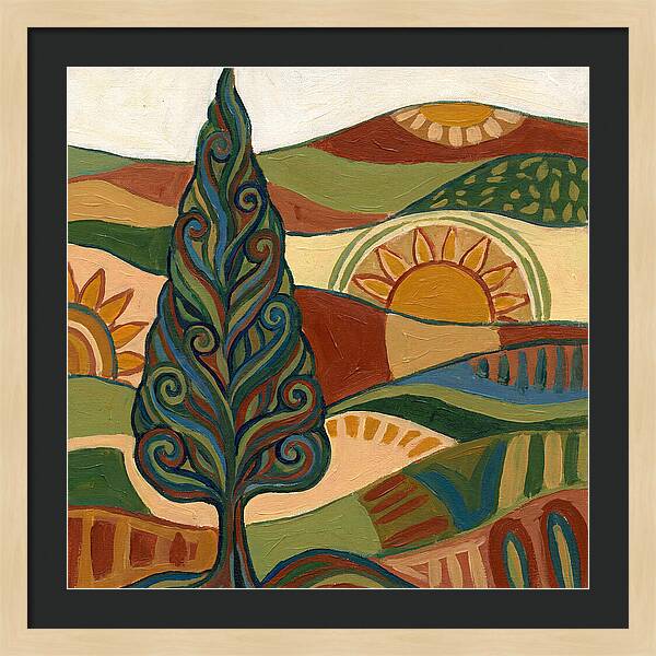 Cypress Tree In Vibrant Landscape