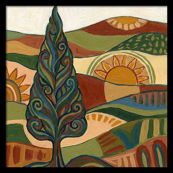 Cypress Tree In Vibrant Landscape