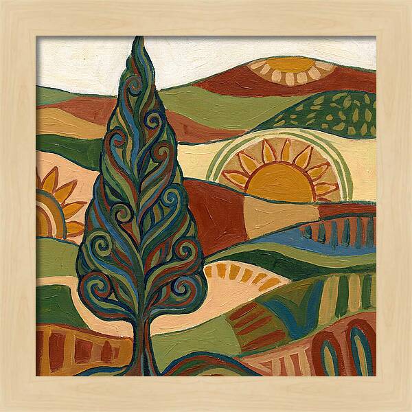 Cypress Tree In Vibrant Landscape