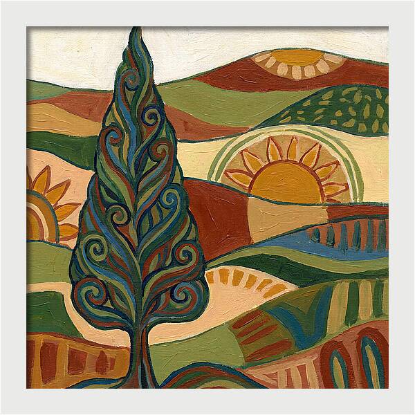 Cypress Tree In Vibrant Landscape
