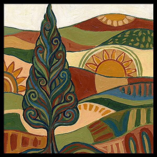 Cypress Tree In Vibrant Landscape