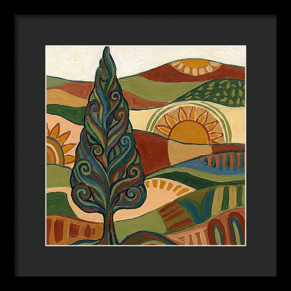 Cypress Tree In Vibrant Landscape