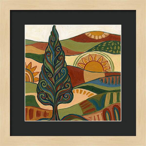 Cypress Tree In Vibrant Landscape