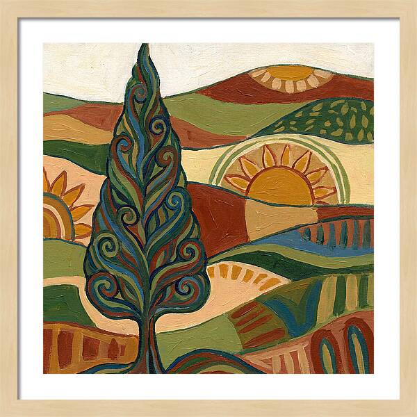 Cypress Tree In Vibrant Landscape