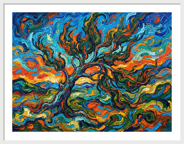 Cypress Tree In Vibrant Swirls