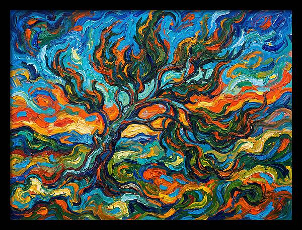 Cypress Tree In Vibrant Swirls
