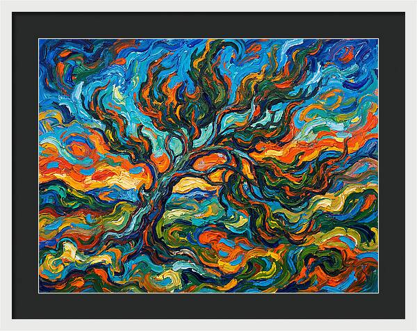 Cypress Tree In Vibrant Swirls
