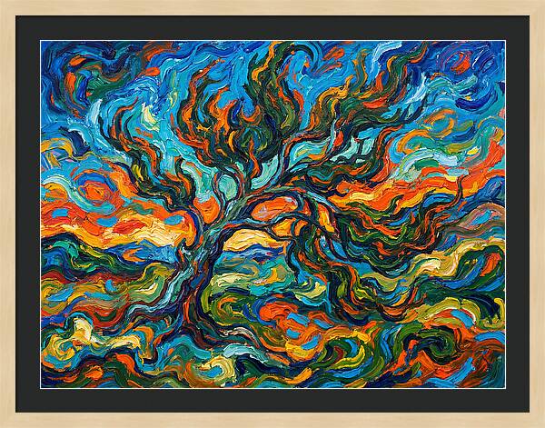 Cypress Tree In Vibrant Swirls