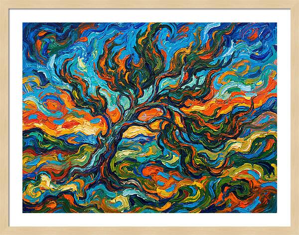 Cypress Tree In Vibrant Swirls