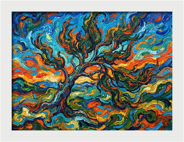 Cypress Tree In Vibrant Swirls