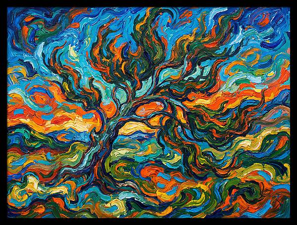 Cypress Tree In Vibrant Swirls
